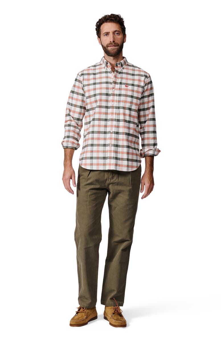 Aubin Merton Brushed Oxford Button Down Shirt, Alternate, color, Vintage White Check
