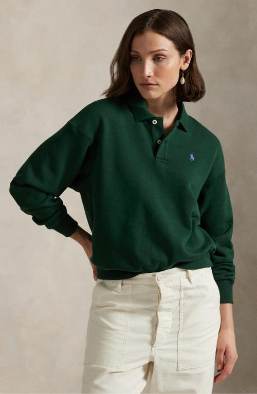 Polo Ralph Lauren Cotton Blend Fleece Polo Sweatshirt In Green