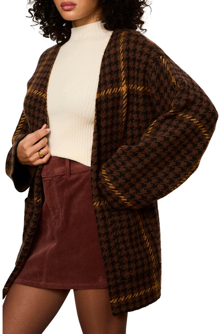 Houndstooth Plaid Jacquard Coatigan, Alternate, color, GOLDEN YELLOW PLAID
