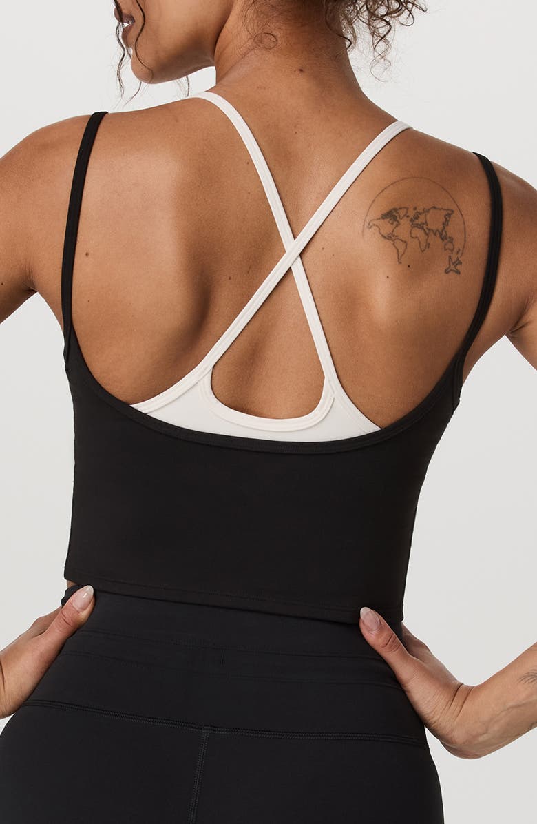 Vuori Daily Layered Crop Tank Top, Alternate, color, Black