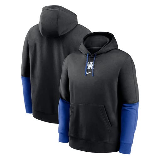 Nike Men's Anthracite/royal Kentucky Wildcats 2024 Sideline Club Pullover Hoodie In Anthracite
