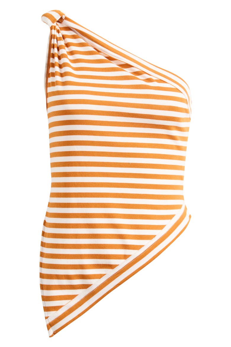 Knot My Vibe One-Shoulder Asymmetric Top, Alternate, color, BUTTER PECAN COMBO