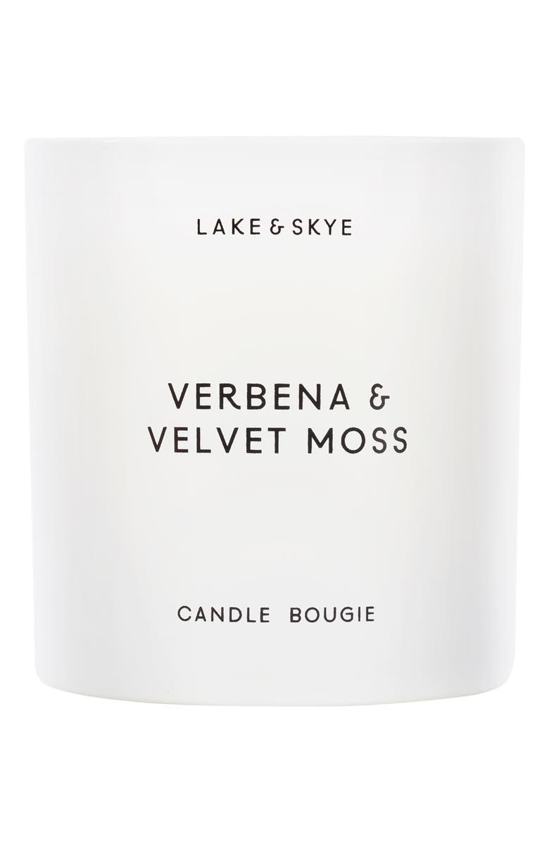 Lake & Skye Verbena & Velvet Moss Scented Candle, Main, color,