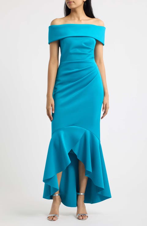 Off the Shoulder High-Low Gown
