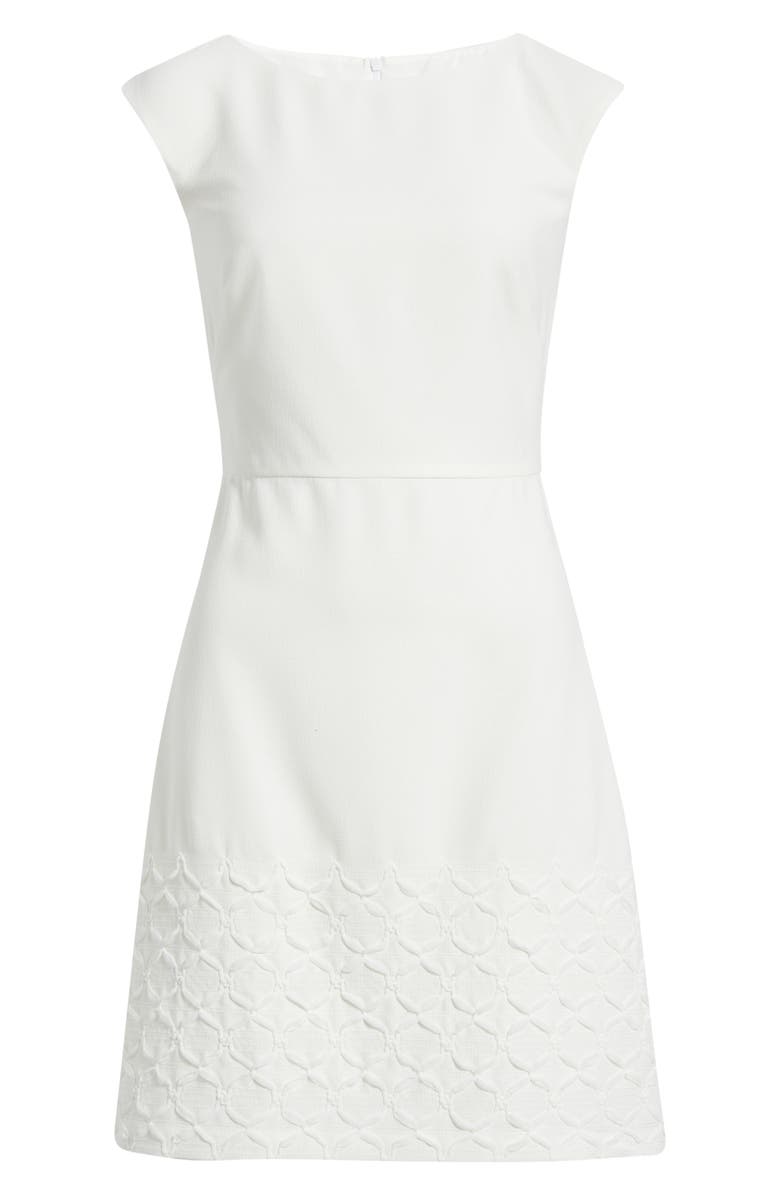 Eliza J Cap Sleeve Soutache Sheath Dress, Alternate, color, Ivory