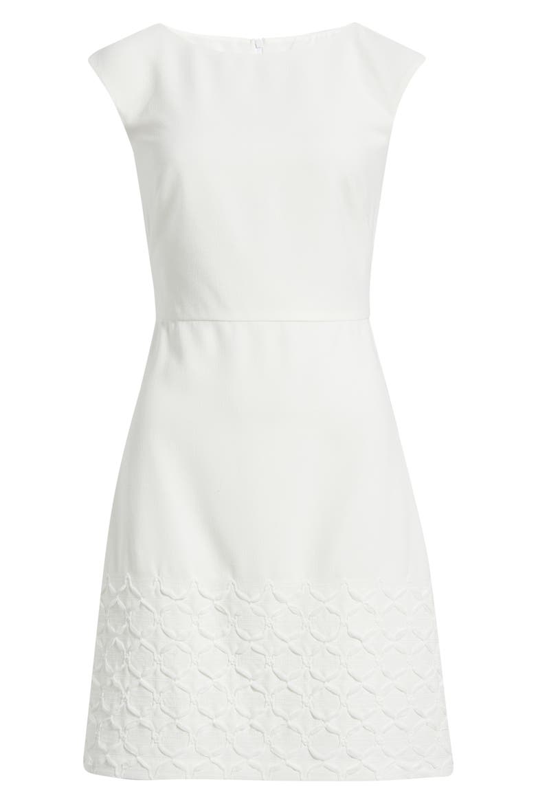 soutache embroidery sheath cocktail dress JS Collections Two-Tone Lace Embroidery Cocktail Dress Black/ VANILLA