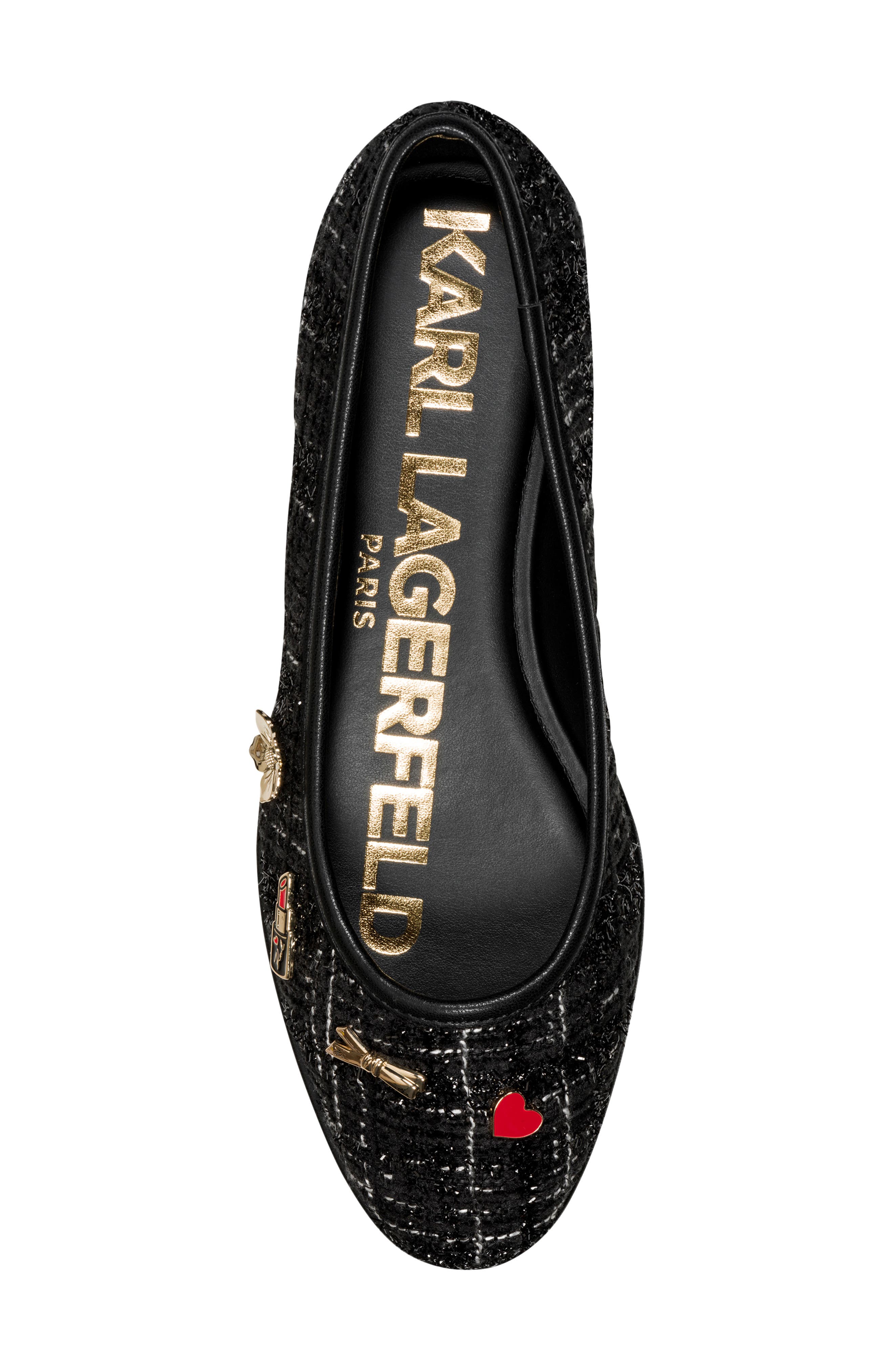 KARL LAGERFELD PARIS Vadelle Tweed Ballet Flat, Alternate, color, 