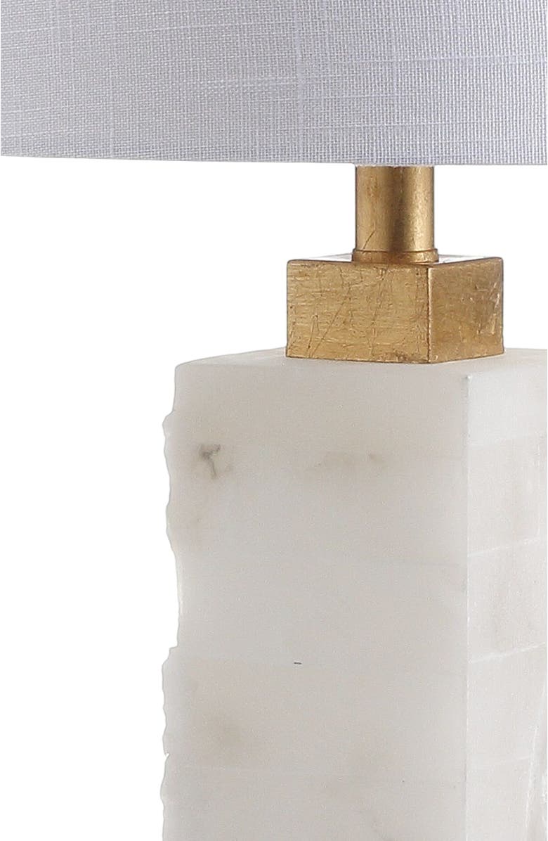 JONATHAN Y Eloise 23" Coastal Glam Alabaster/Metal LED Table Lamp, White/Gold Painting, Alternate, color,