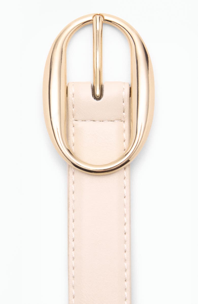 Oval Buckle Faux Leather Belt