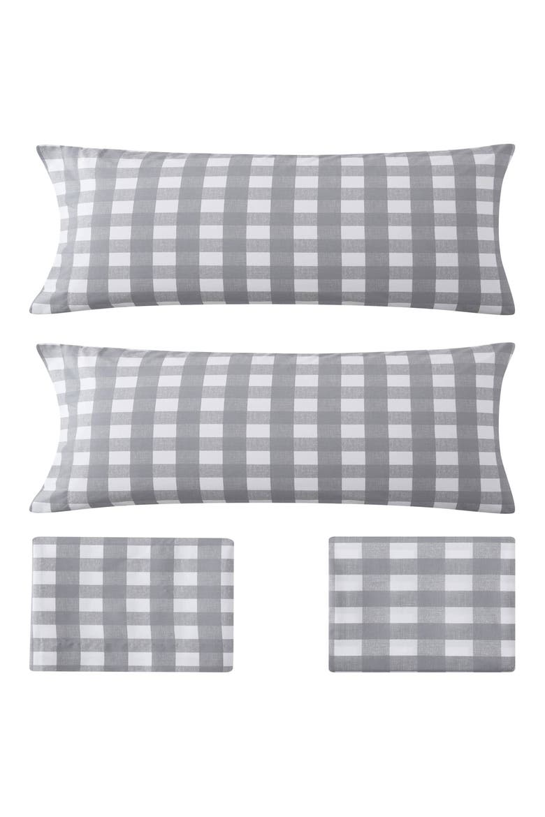 Lakehouse Plaid 200 Thread Count 100% Cotton Percale Sheet Set, Alternate, color, MEDIUM GREY