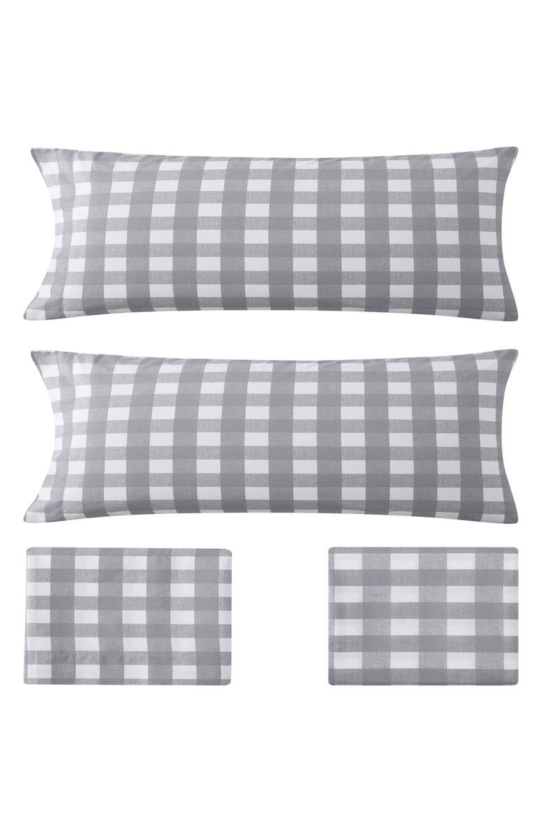 Eddie Bauer Lakehouse Plaid 200 Thread Count 100% Cotton Percale Sheet Set, Alternate, color, Medium Grey