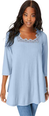 Roaman's Squareneck Pointelle Top