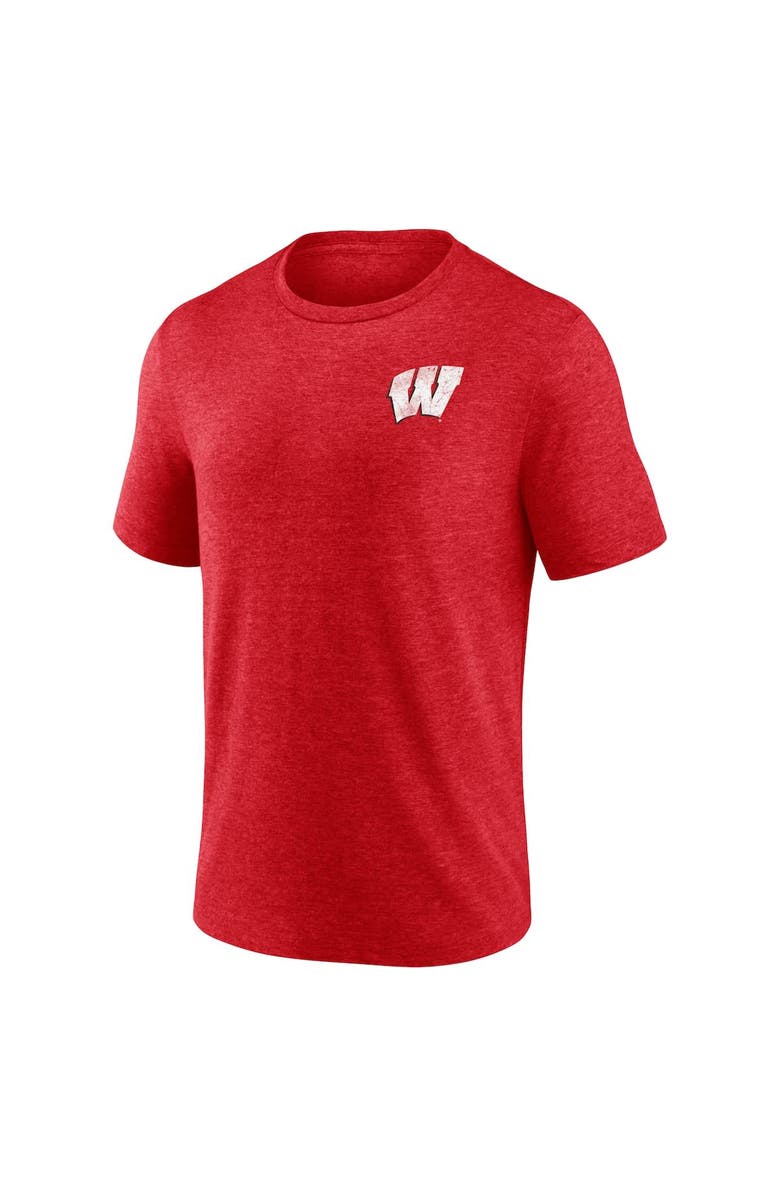 FANATICS Men's Fanatics Branded Heather Red Wisconsin Badgers Old-School Bold Tri-Blend T-Shirt, Alternate, color, Heather Red