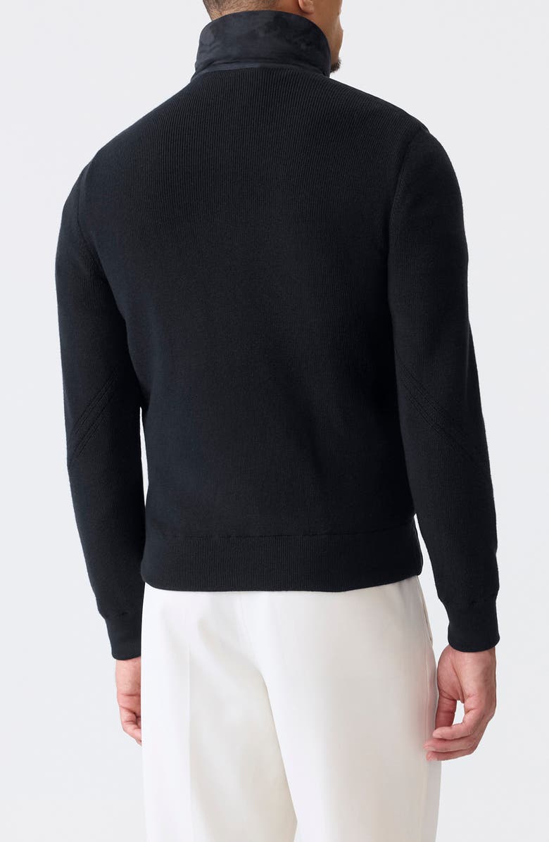 Mackage Landen Suede & Merino Wool Hybrid Down Jacket with Bib, Alternate, color, Navy