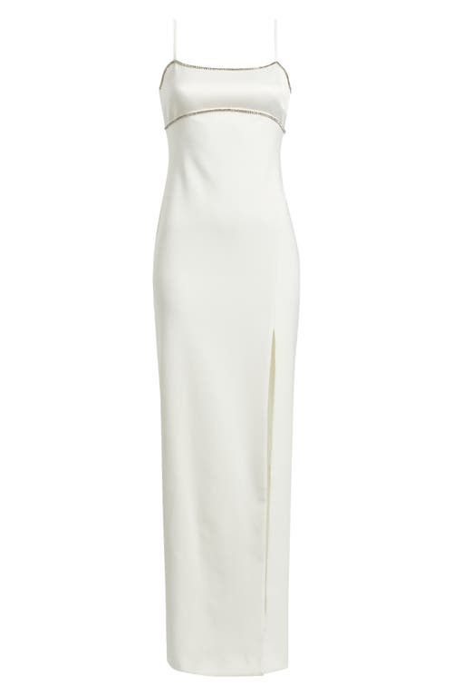 Likely Edna Rhinestone Detail Column Gown In White