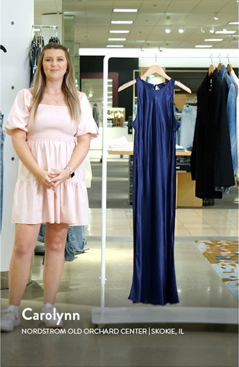 Solene Sleeveless Satin Midi Dress, sales video thumbnail
