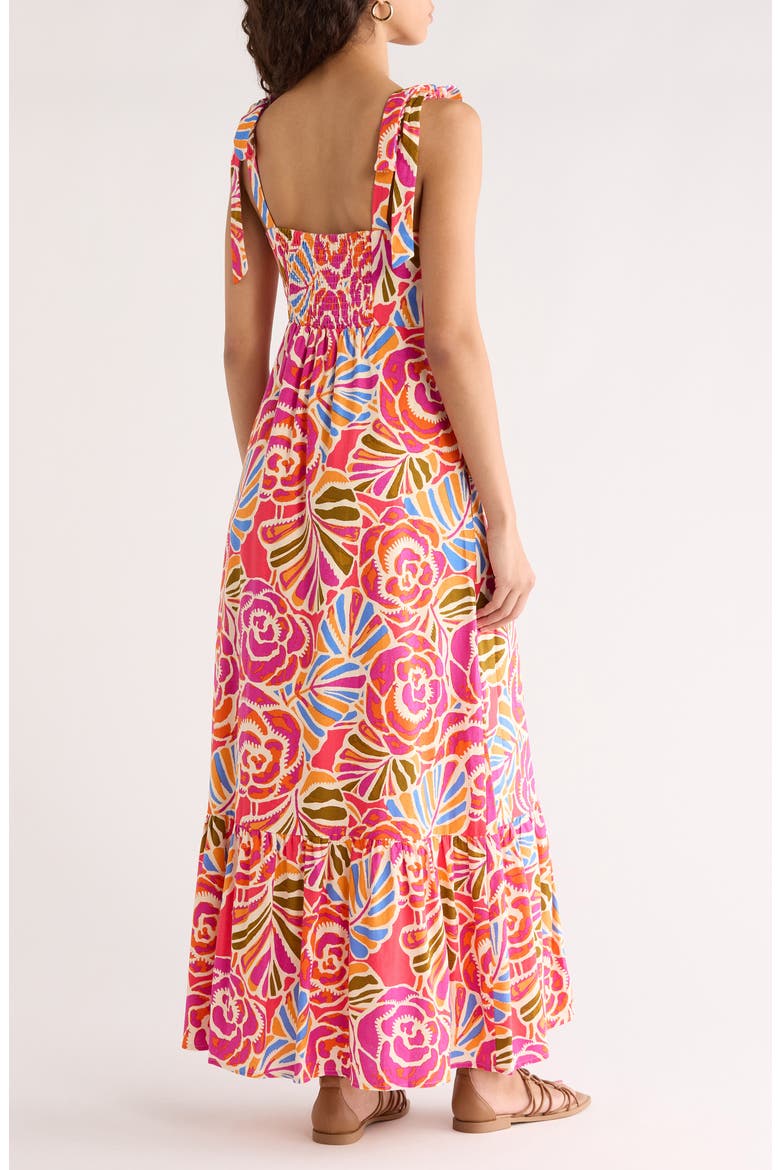 Nomi Floral Hendy Tie Strap Maxi Sundress, Alternate, color, PINK-ORANGE-BLUE