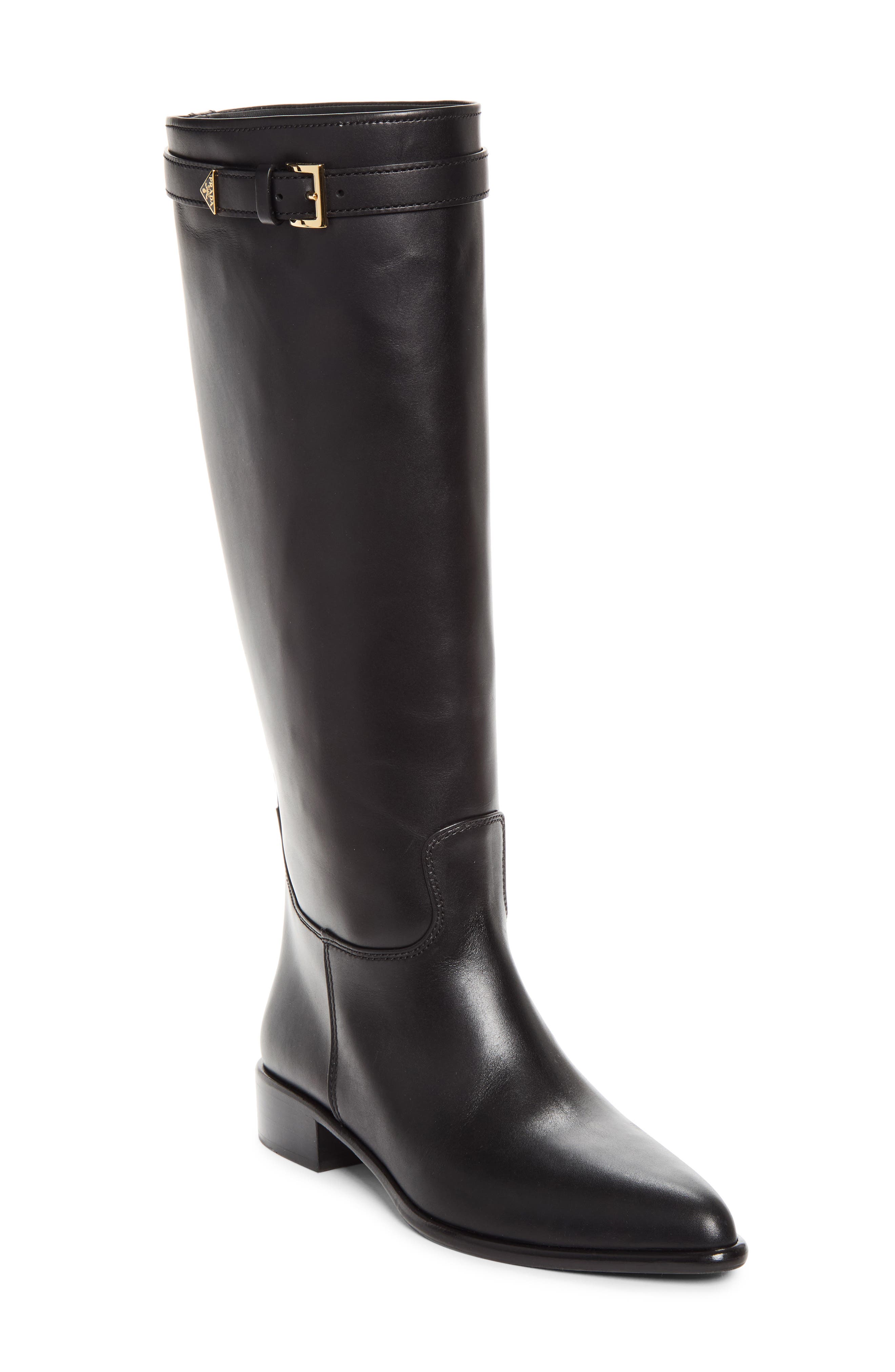Knee High Leather Boot, Main, color, NERO