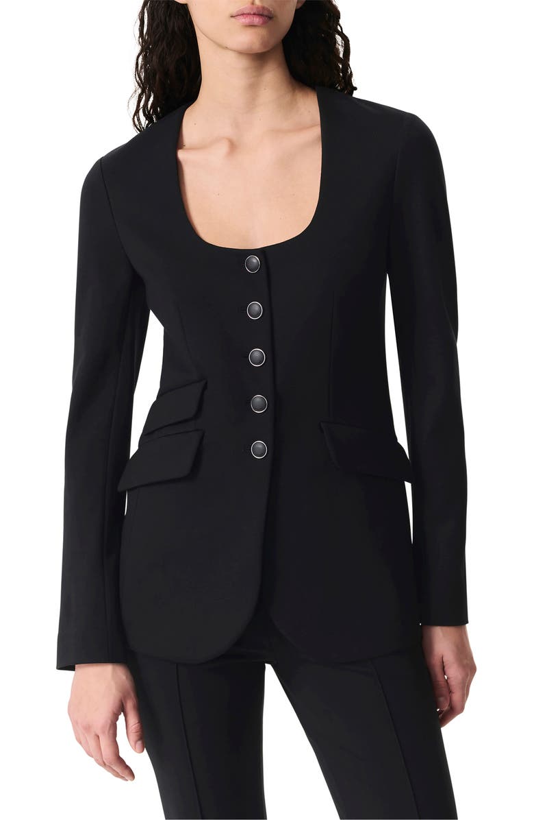 rag & bone Roslyn Ponte U-Neck Blazer, Main, color, Black
