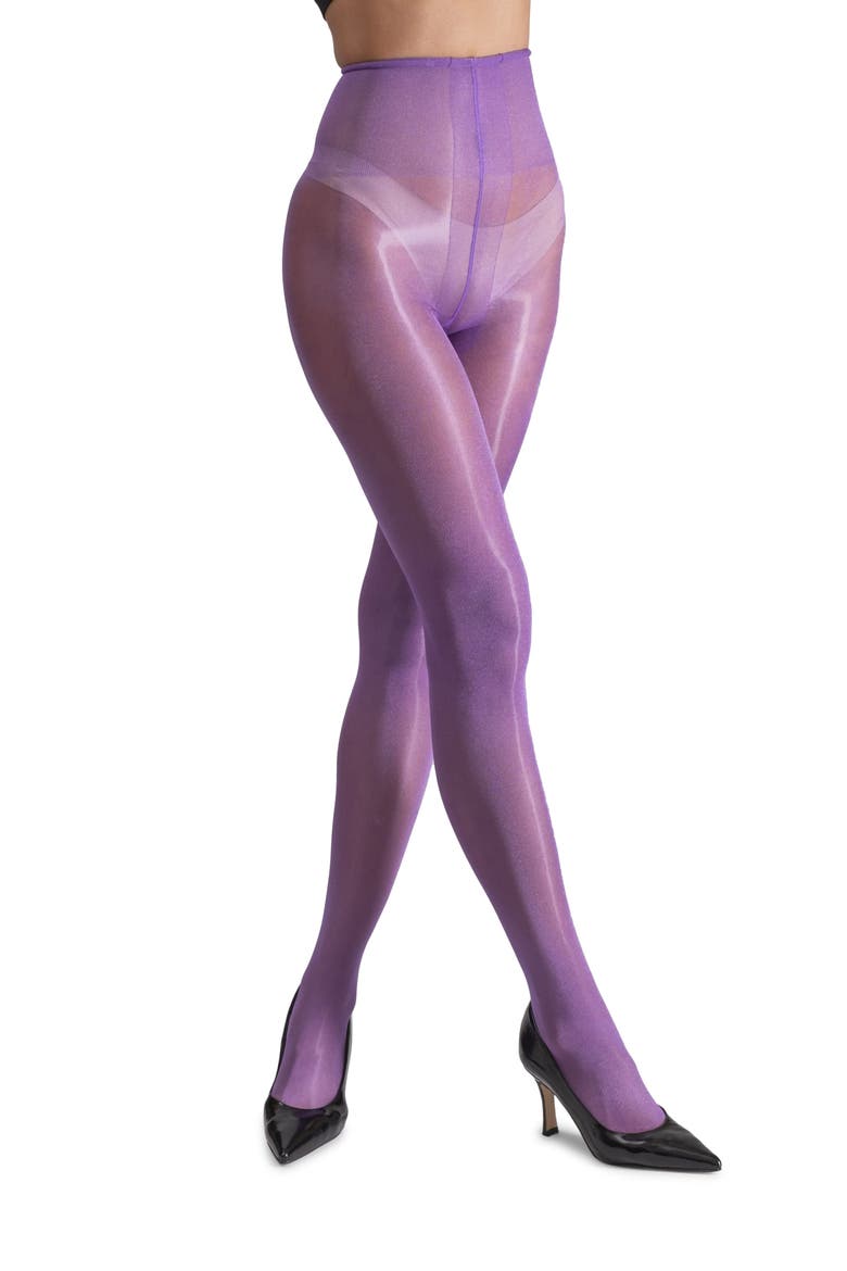 Lustrous Silky Shiny 40-Denier Semi-Opaque Tights, Alternate, color, PURPLE