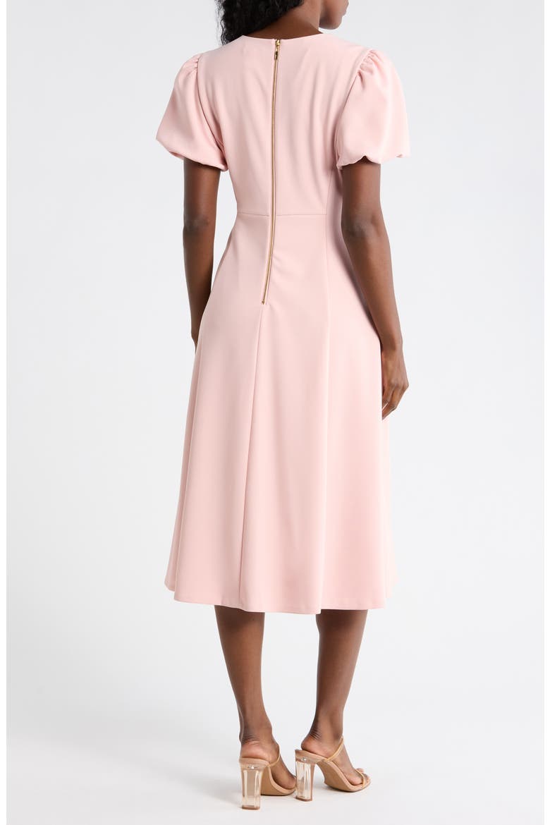 Bubble Sleeve Fit & Flare Dress, Alternate, color, POWDER PINK
