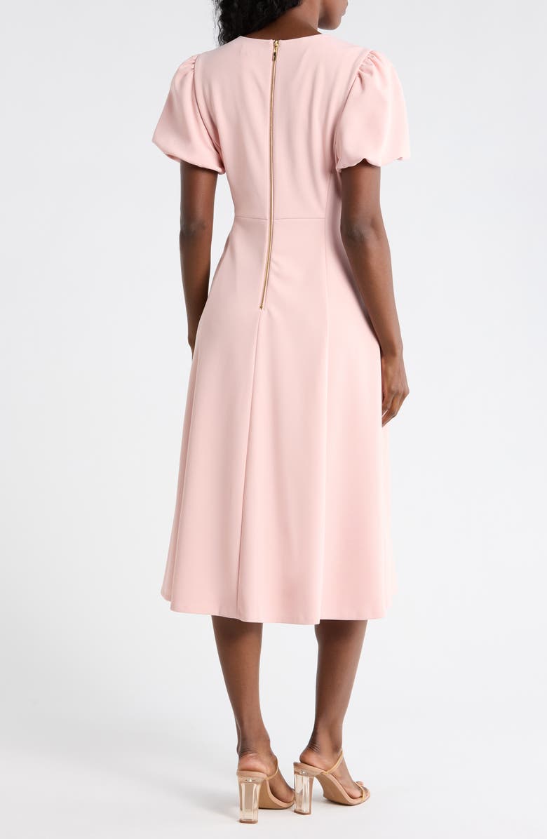 DKNY Bubble Sleeve Fit & Flare Dress, Alternate, color, Powder Pink