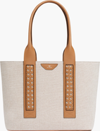 Aviteur Intreccio Weave Canvas Leather Handle Tote