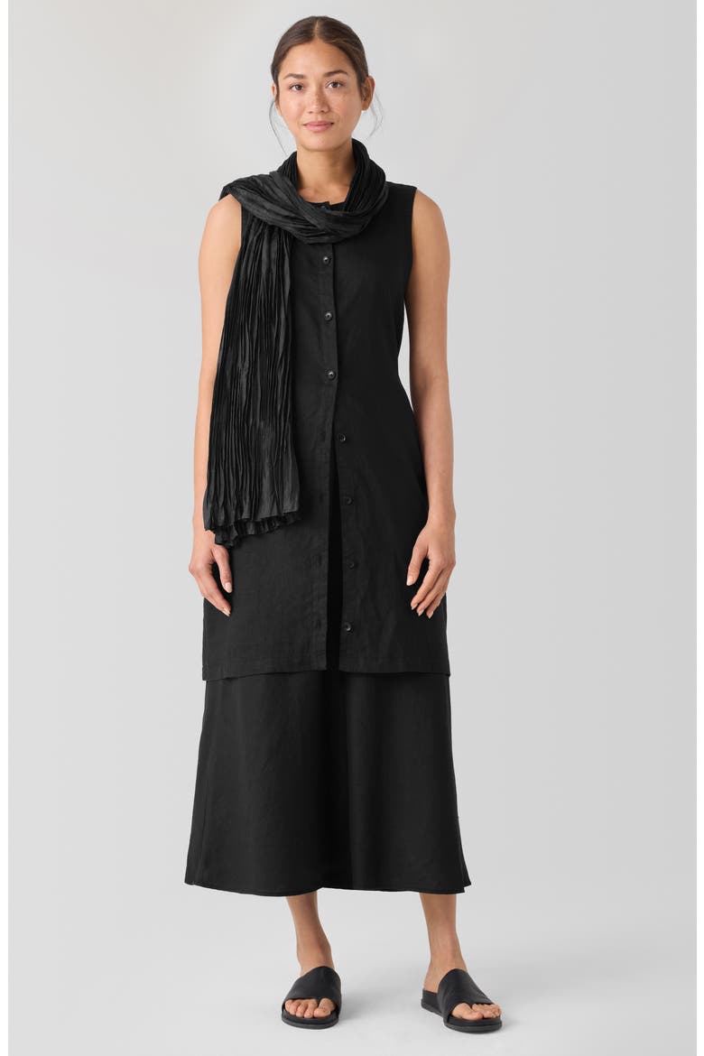 Organic Linen Tie Back Longline Vest, Alternate, color, BLACK