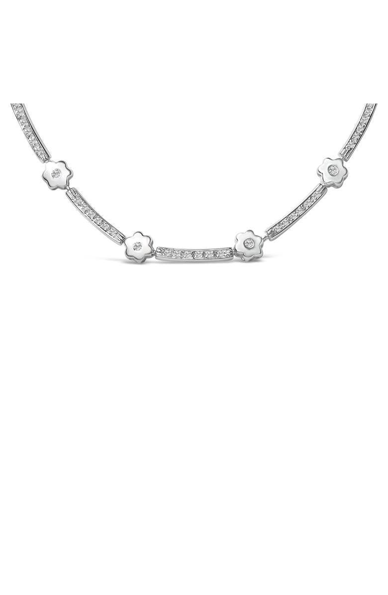 Haus of Brilliance 14K White Gold 1.0 Cttw Diamond Flower and Bar Station Necklace, Alternate, color, White