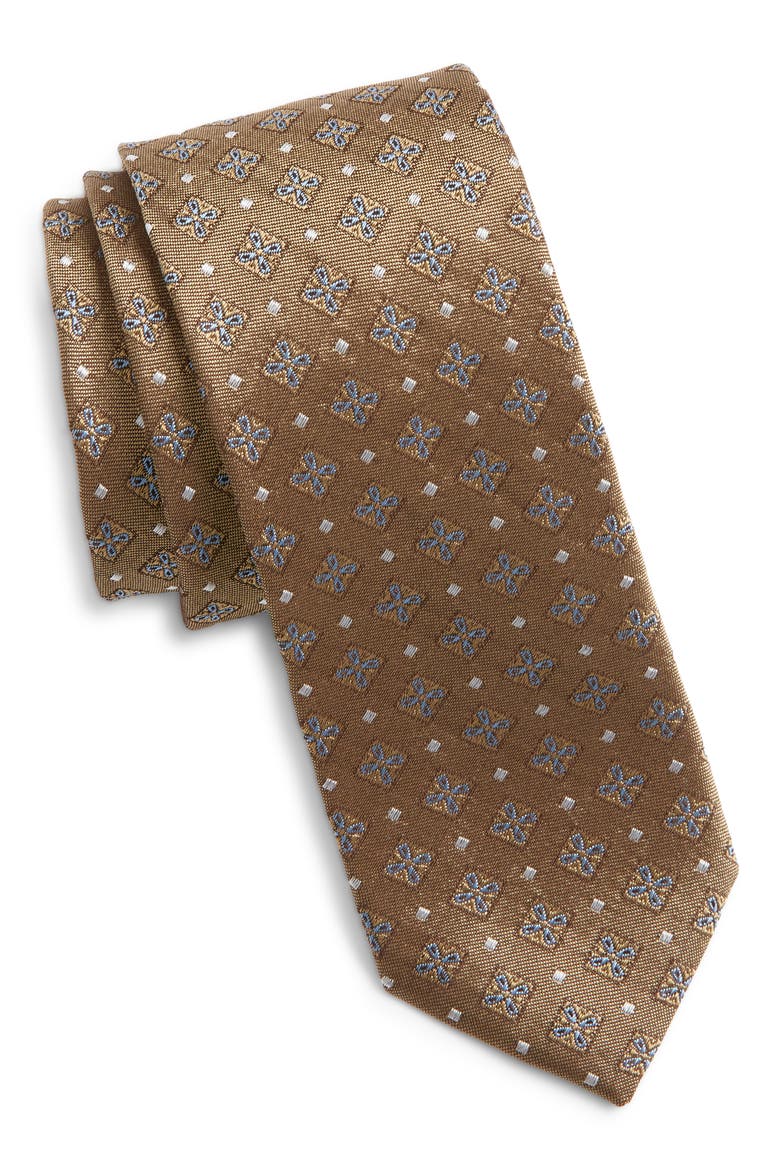 Medallion Silk Tie, Main, color, MED BEIGE