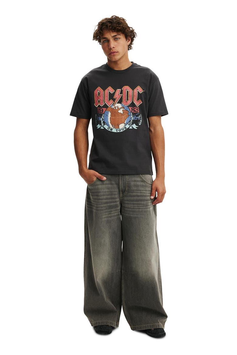 Men's Premium Loose Fit Music T-Shirt, Alternate, color, Washed Black - Ac Dc - On