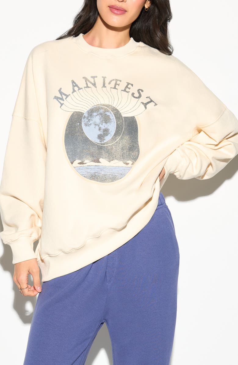 Spiritual Gangster Moon Dunes Oversize Cotton Graphic Sweatshirt, Alternate, color, Canvas