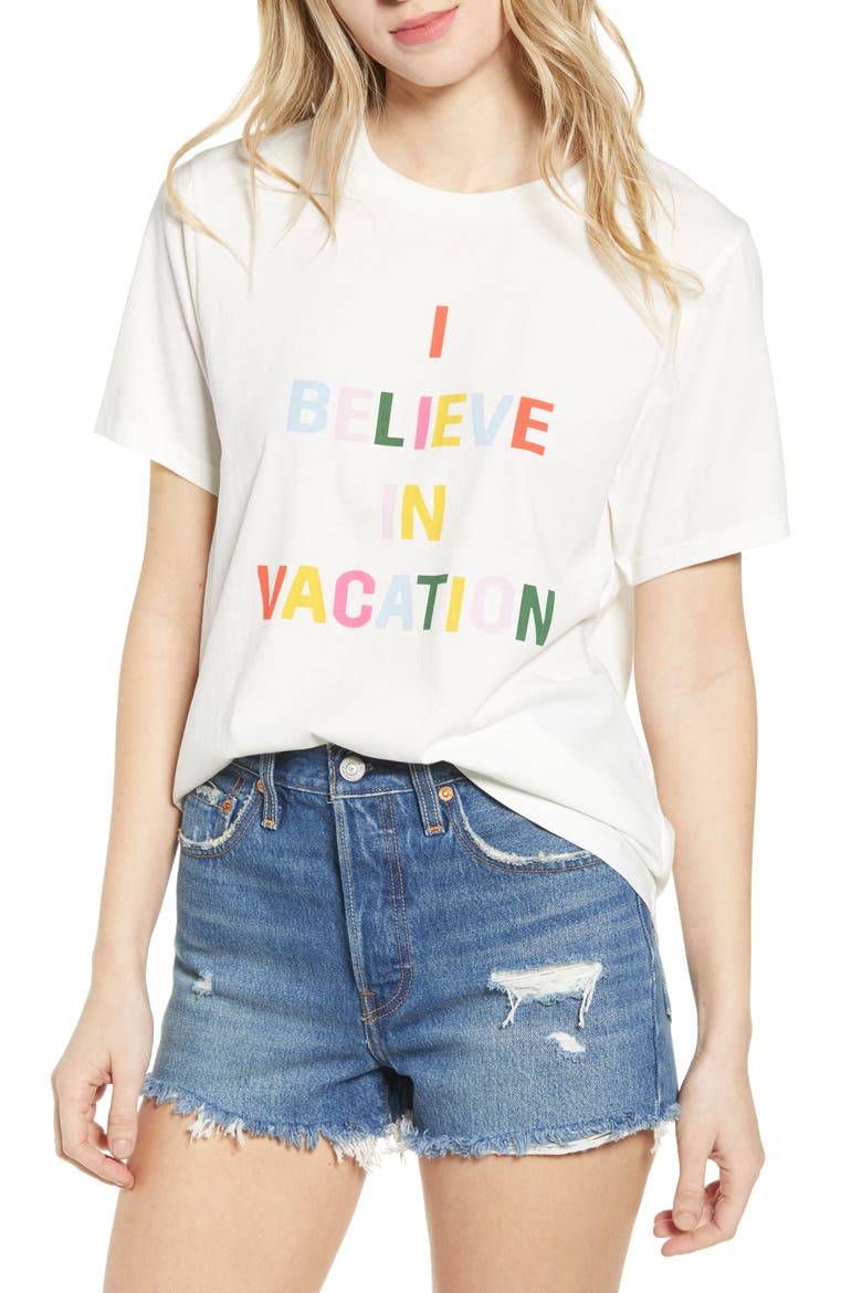 I Believe in Vacation Classic Tee, Main, color, IVORY