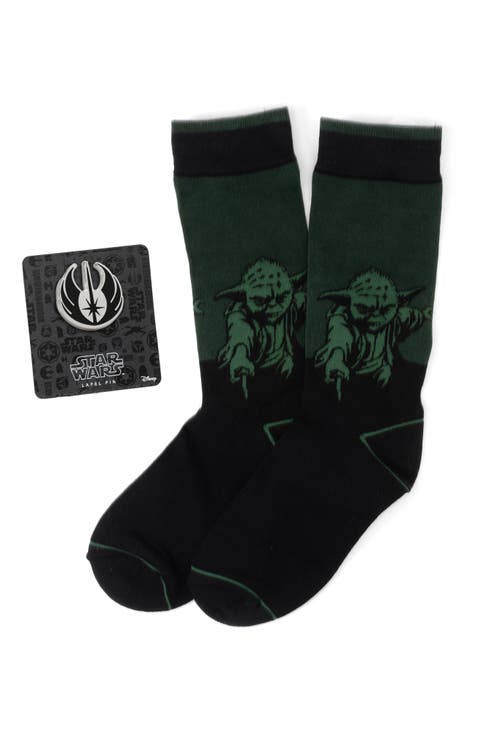 Green Yoda Socks & Jedi Lapel Pin Gift Set