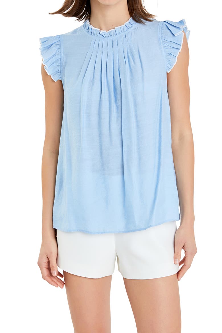 Flutter Sleeve Top, Alternate, color, POWDER BLUE