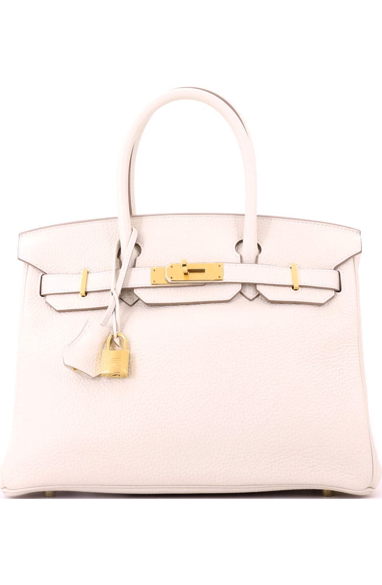 Pre-Owned Hermes Birkin Handbag Light Clemence with Gold Hardware 30, Main, color, Craie