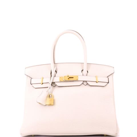Birkin Handbag Light Clemence with Gold Hardware 30
