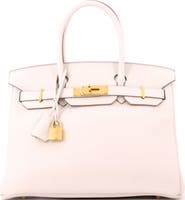 Pre-Owned Hermes Birkin Handbag Light Clemence with Gold Hardware 30