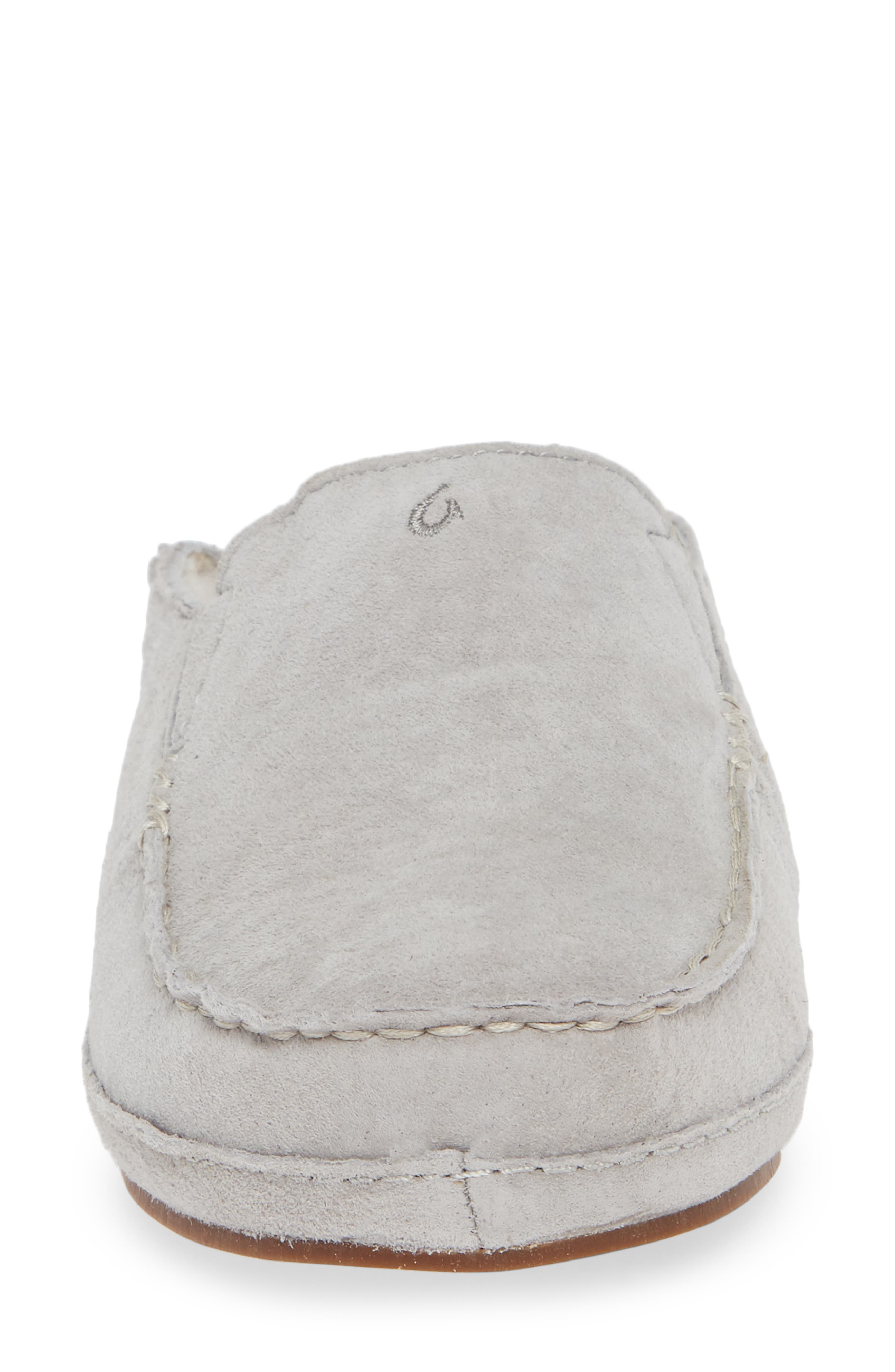 OluKai Nohea Nubuck Slipper, Alternate, color, Pale Grey/ Pale Grey Leather