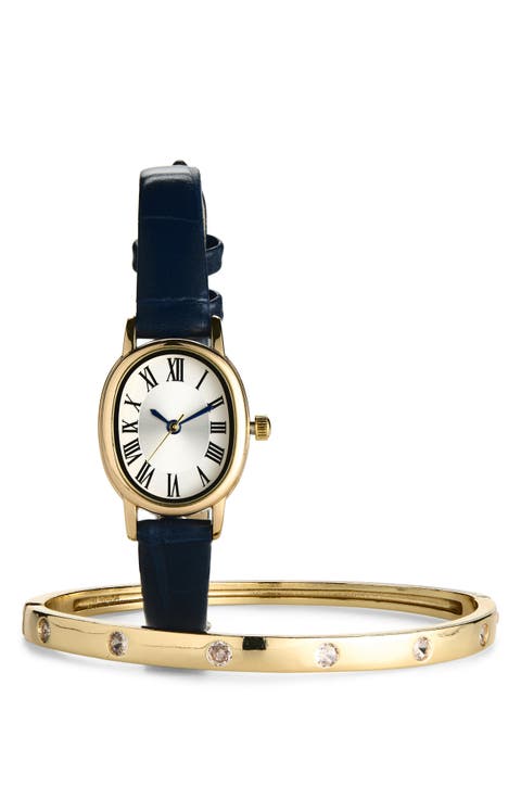 Leather Strap Watch Gift Set