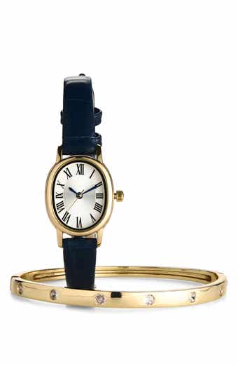 Leather Strap Watch Gift Set