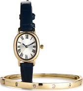 ARGENTO VIVO Leather Strap Watch Gift Set