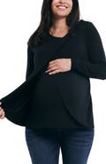 MOTHERHOOD MATERNITY Crewneck Long Sleeve Draped Nursing Tee