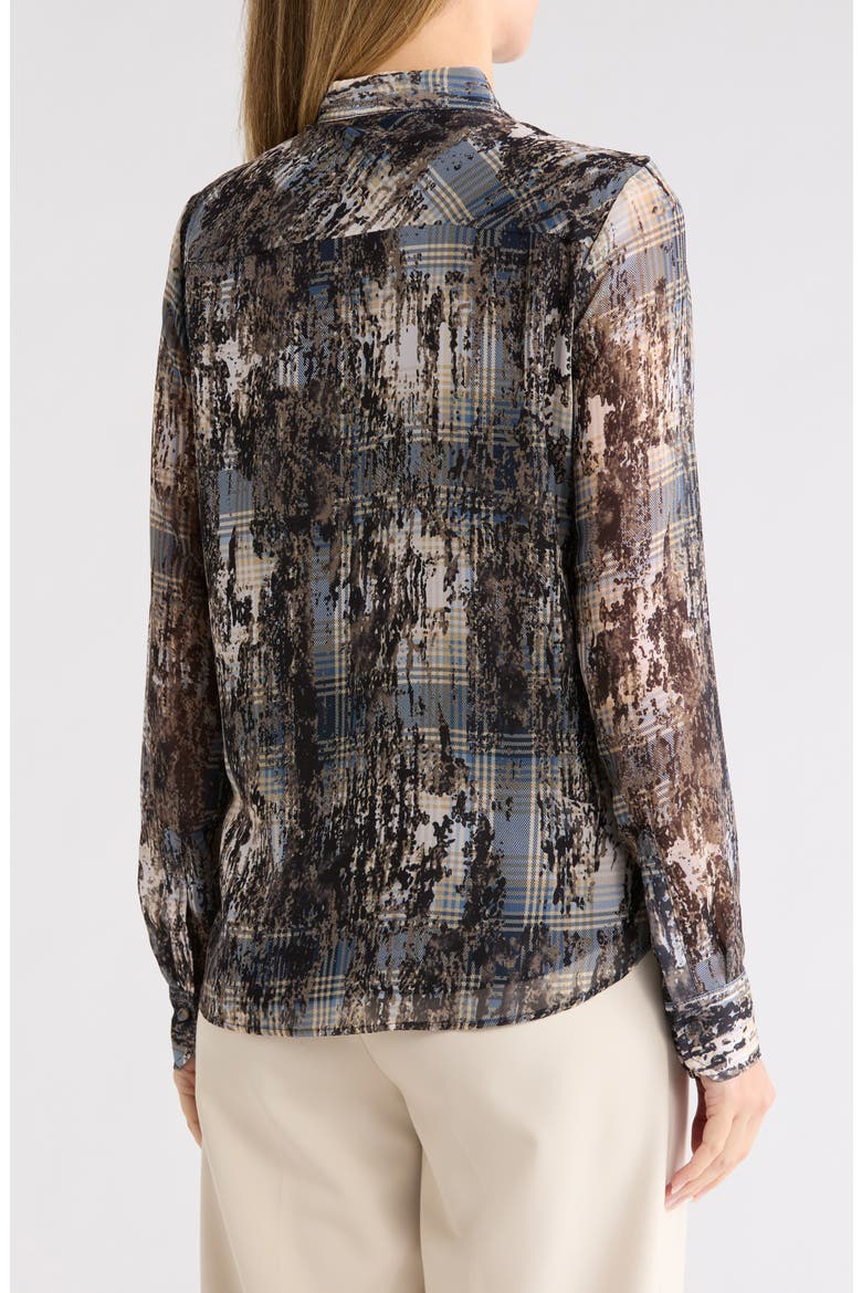 Crinkle Chiffon Tie Neck Top, Alternate, color, TRAVERTINE MULTI