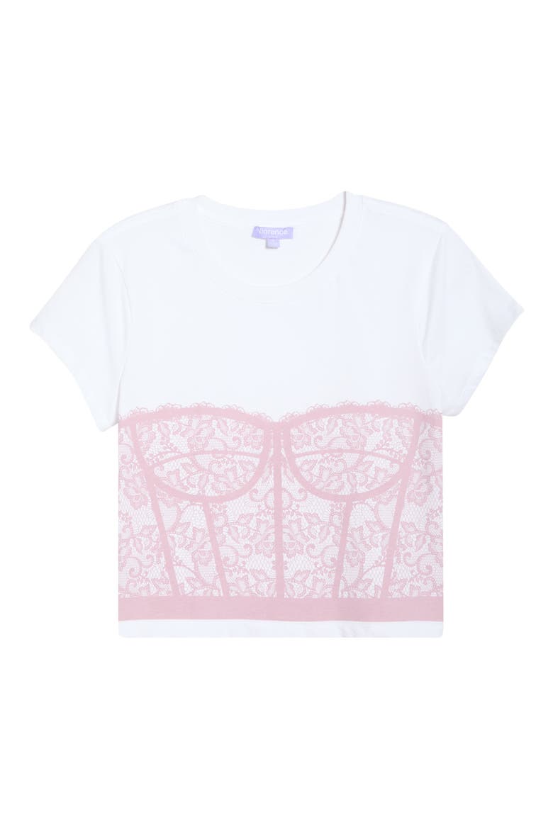 Corset Graphic Crop Tee, Alternate, color, BRIGHT WHITE/DAWN PINK