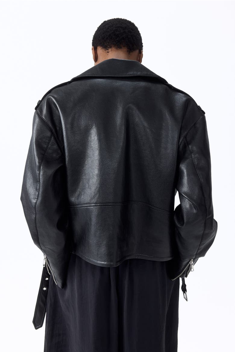 Coated Biker Jacket, Alternate, color, Black
