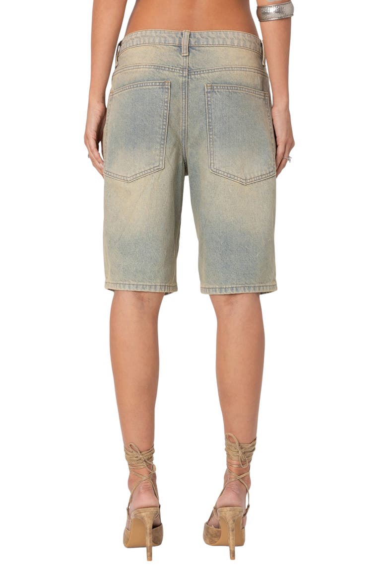 Shira Low Rise Washed Denim Bermuda Shorts, Alternate, color, BLUE-WASHED
