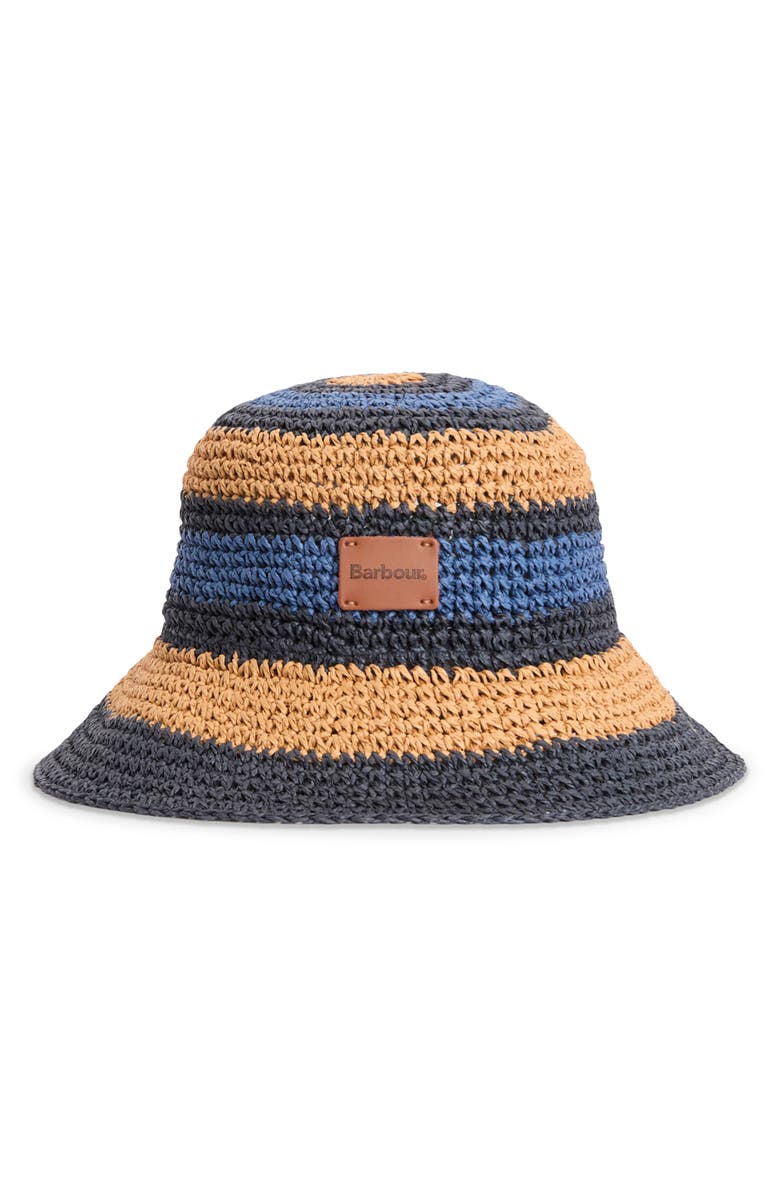 Barbour Josie Crochet Bucket Hat, Main, color, Indigo/ Tan/ Black