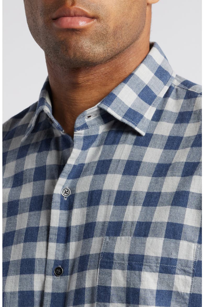 Delta Plaid Button-Up Shirt, Alternate, color, NAVY