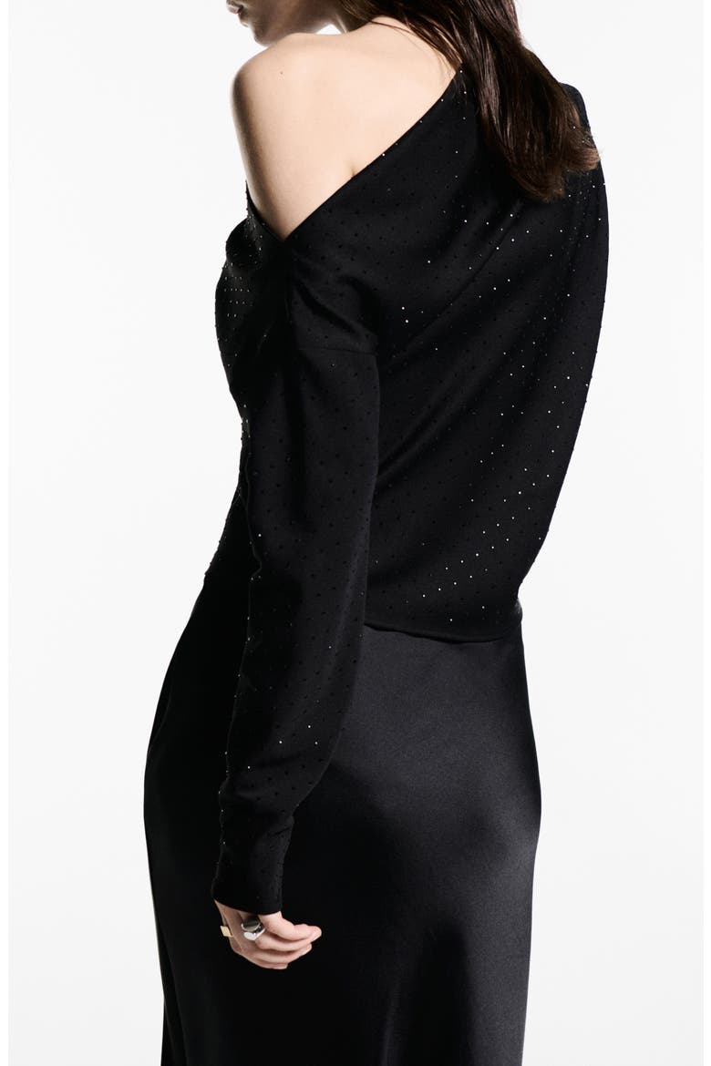 Asymmetric Sequin Shirt, Alternate, color, BLACK